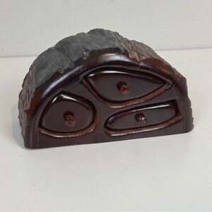 Vintage Handmade Burl Wood 3 Drawer Trinket Box